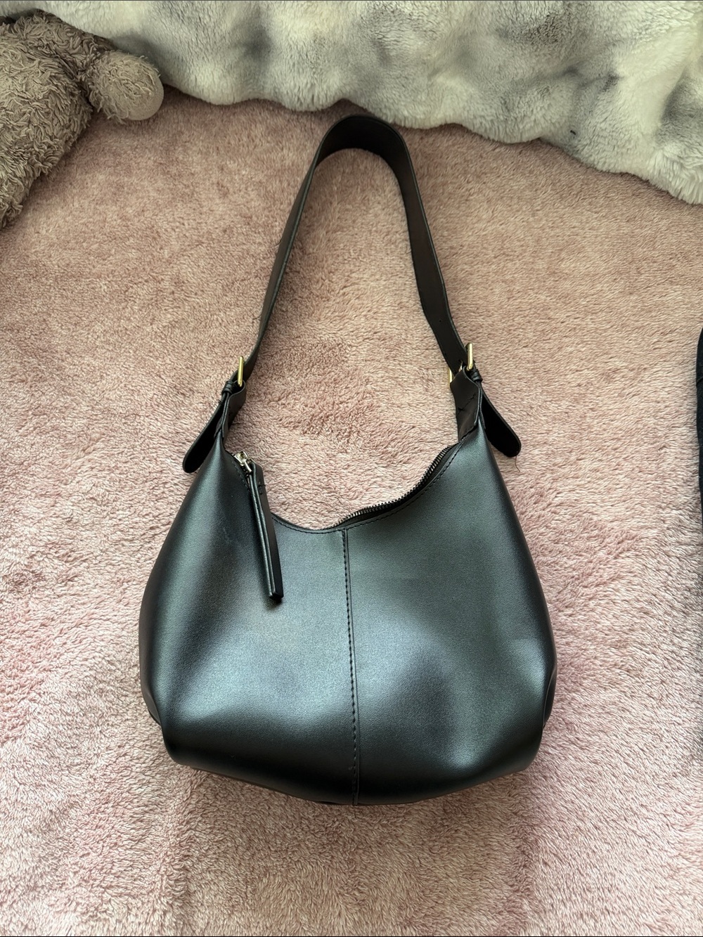 H&M Black Leatherette Shoulder Bag